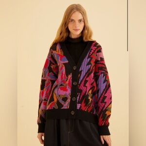 FARM Rio Multicolor Button-Up Cardigan
